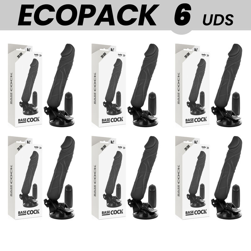 ECOPACK 6 UNIT - BASECOCK VIBRATORE REALISTICO TELECOMANDO NERO 20 CM -O- 4 CM