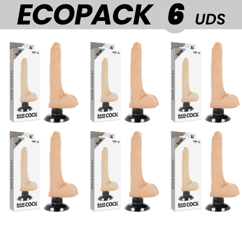 ECOPACK 6 UNIT – BASECOCK VIBRATORE REALISTICO 2-1 NATURALE 18.5 CM -O- 4 CM