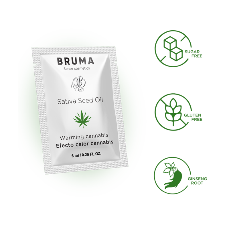 BRUMA – GEL SCORREVOLE ALLOLIO DI SEMI DI SATIVA GUSTO CANNABIS RISCALDANTE 6 ML