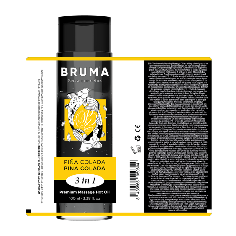 BRUMA – OLIO DA MASSAGGIO PREMIUM EFFETTO CALORE SAPORE PINA COLADA 3 IN 1 – 100 ML