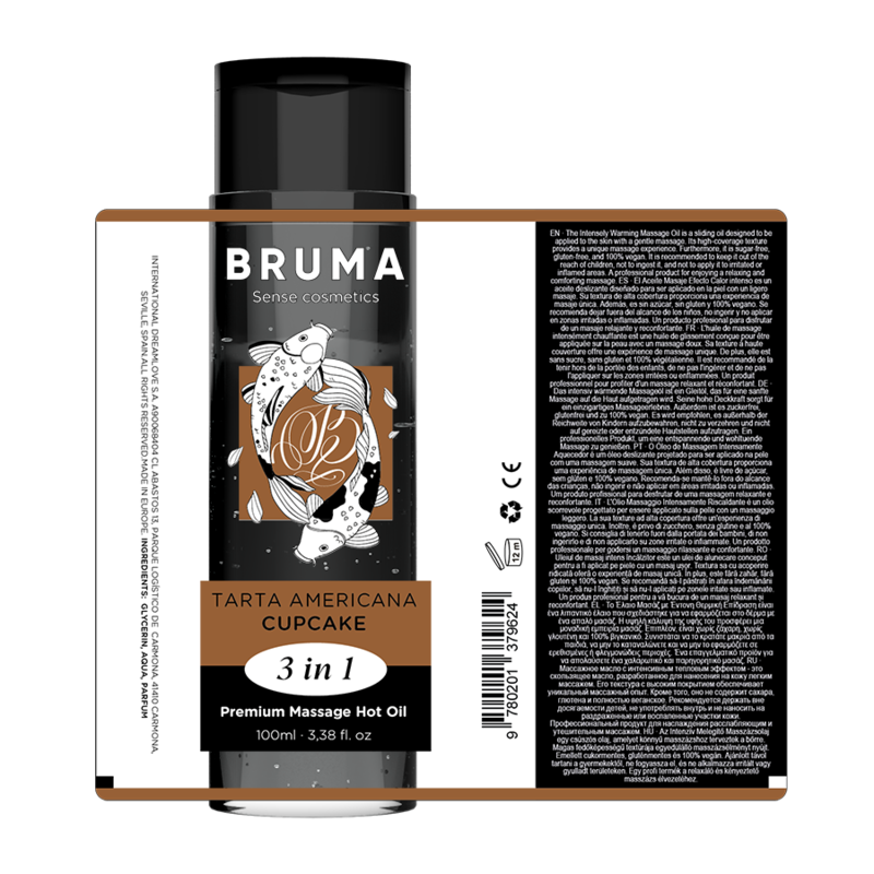 BRUMA – OLIO DA MASSAGGIO PREMIUM EFFETTO CALORE SAPORE CUPACKE 3 IN 1 – 100 ML