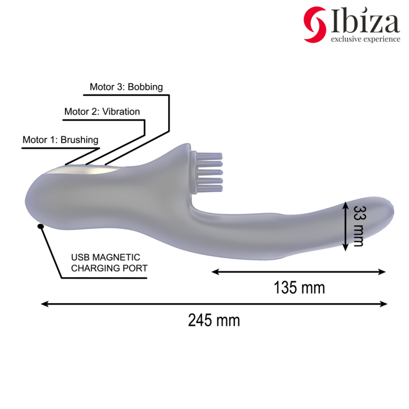 IBIZA – VIBRATORE CLITORIALE MULTICELLULARE E DOPPIA ONDA CON SPAZZOLA RABITT HI-TECH
