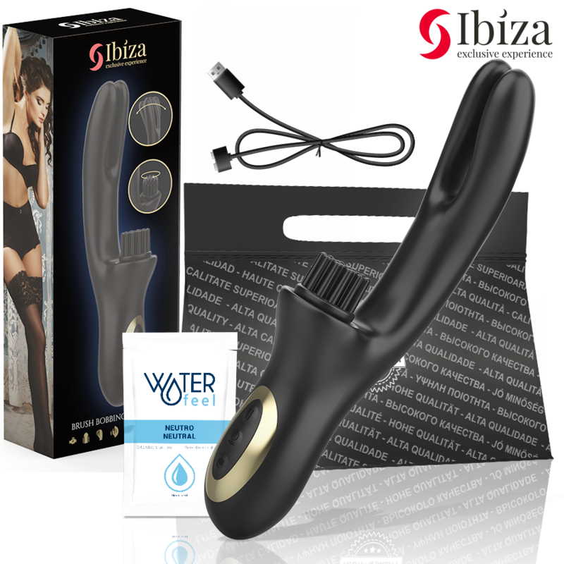 IBIZA – VIBRATORE CLITORIALE MULTICELLULARE E DOPPIA ONDA CON SPAZZOLA RABITT HI-TECH