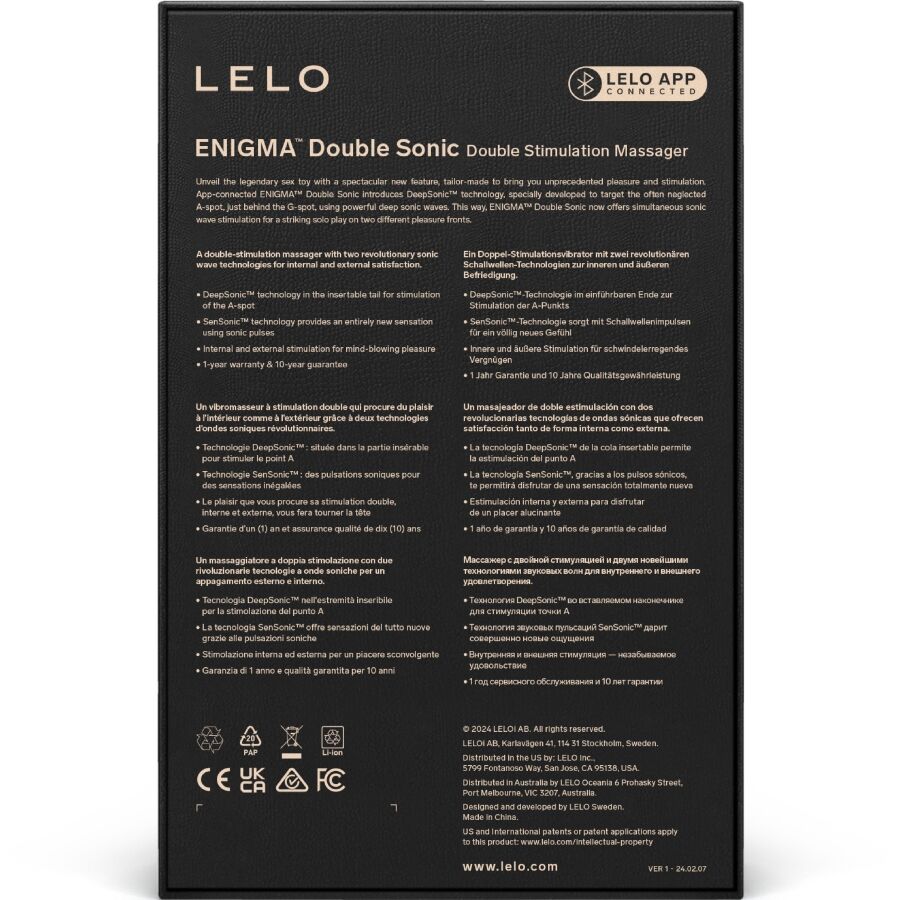 LELO – ENIGMA DOUBLE SONIC VIBRATOR POINT G CYBER PURPLE