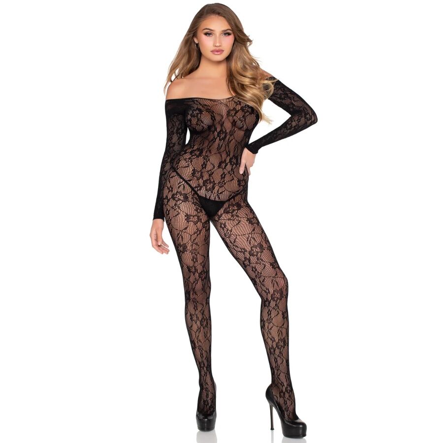 LEG AVENUE – 89366 BODYSTOCKING IN PIZZO NERO – TAGLIA UNICA