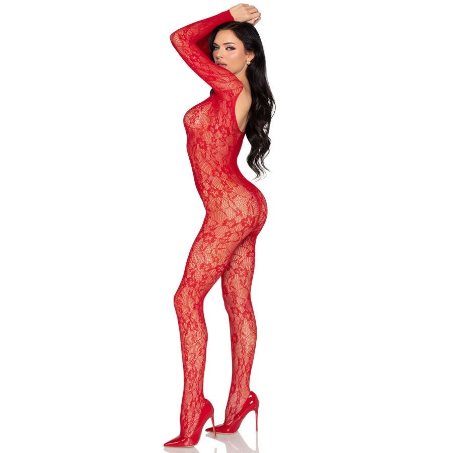 LEG AVENUE – 89366 BODYSTOCKING IN PIZZO ROSSO – TAGLIA UNICA