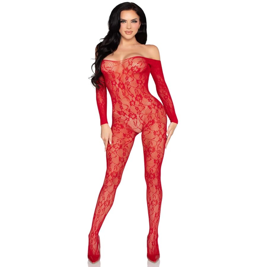 LEG AVENUE – 89366 BODYSTOCKING IN PIZZO ROSSO – TAGLIA UNICA