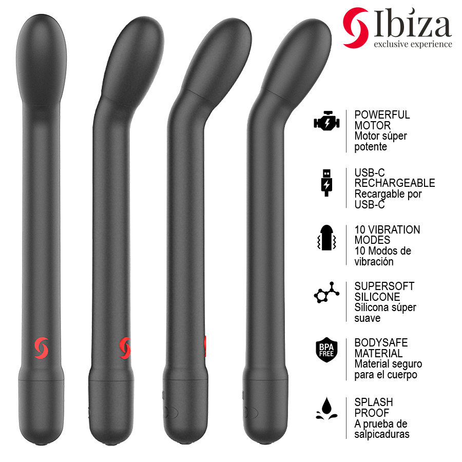 IBIZA – VIBRATORE PER IL PUNTO G NERO CON VIBRAZIONE