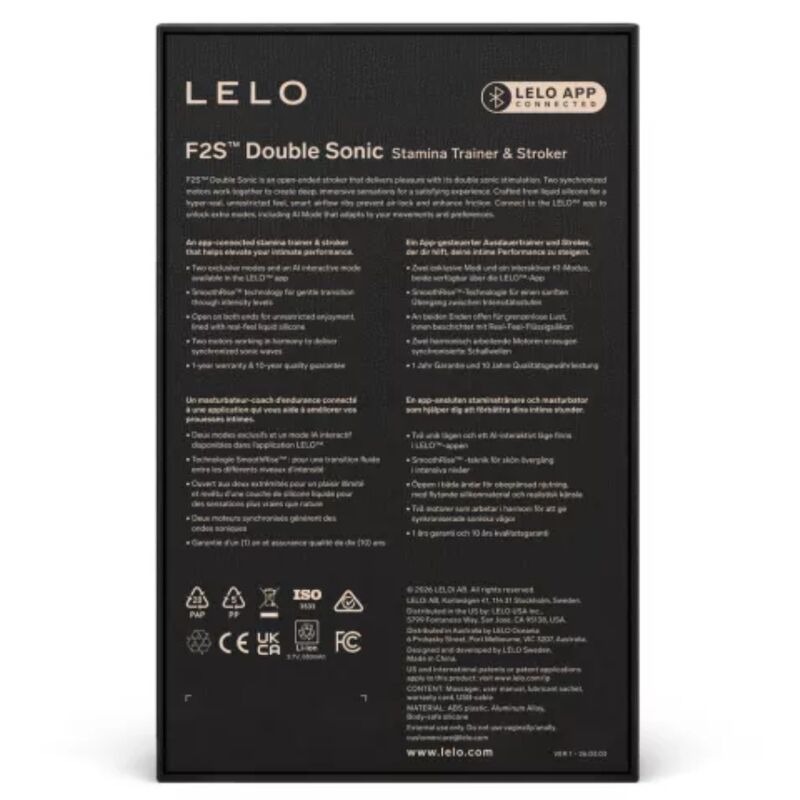LELO – F2S DOPPIO STROPULSORE MASCHILE SONICO CON DOPPIA STIMOLAZIONE SONICA, COLORE TEAL