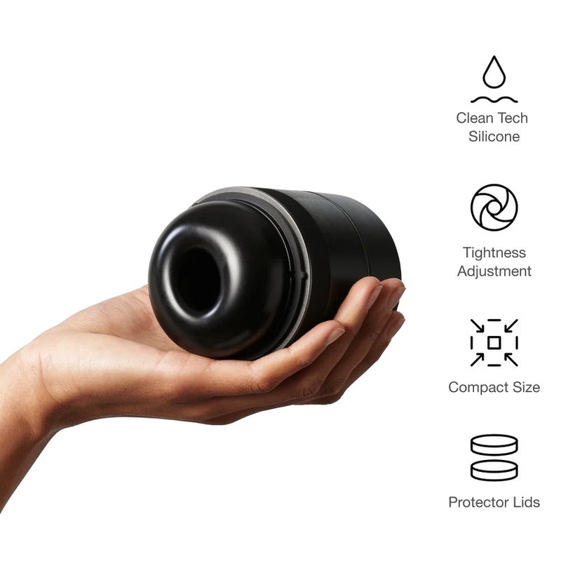 ARCWAVE – VOY STROKER MASCHILE CON 8 IMPOSTAZIONI DI PRESSIONE NERO (LUBRIFICANTE 10 ML INCLUSO)