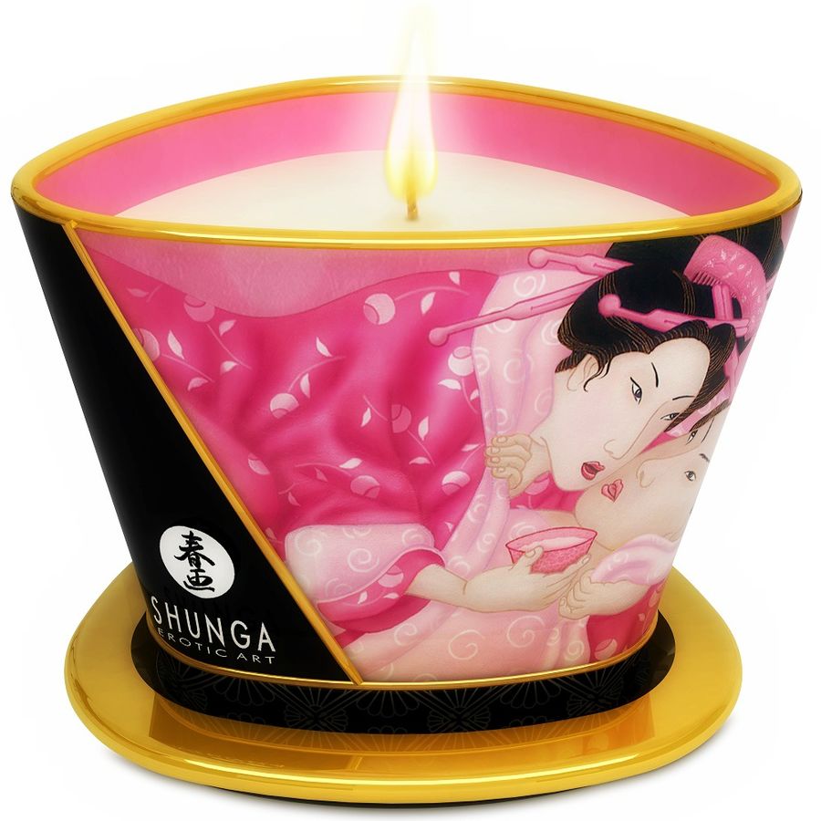 SHUNGA – MINI CARESS BY CANDELIGHT CANDELA DA MASSAGGIO AFRODISIACA ALLE ROSE 170 ML