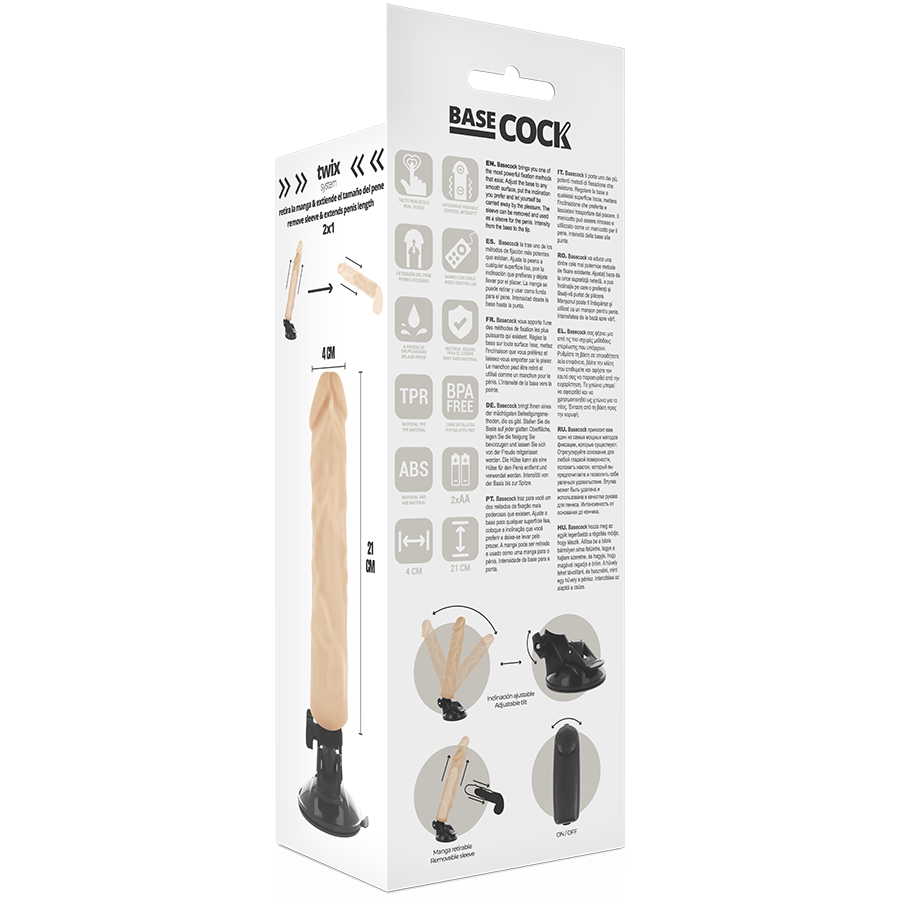 BASECOCK – VIBRADOR REALÍSTICO CONTROL REMOTO NATURAL 21 CM -O- 4 CM
