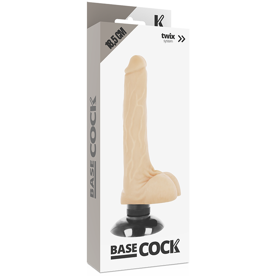 BASECOCK – VIBRADOR REALÍSTICO 2-1 NATURAL 18.5 CM -O- 4 CM
