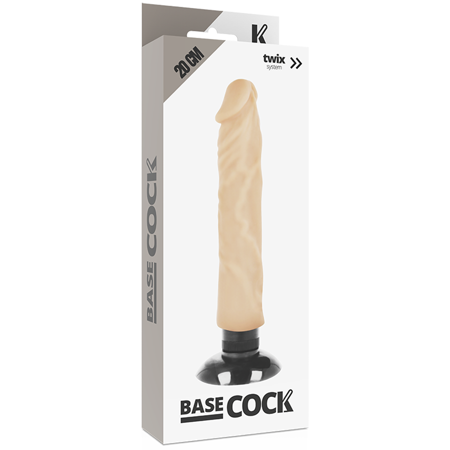 BASECOCK – VIBRADOR REALÍSTICO 2-1 NATURAL 20 CM -O- 4 CM